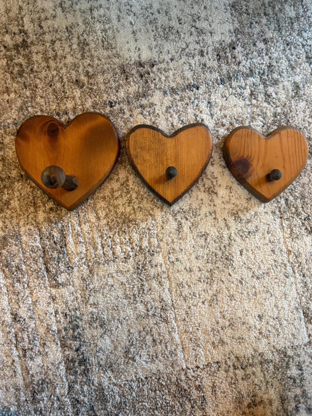 Vintage Wooden Heart Hooks